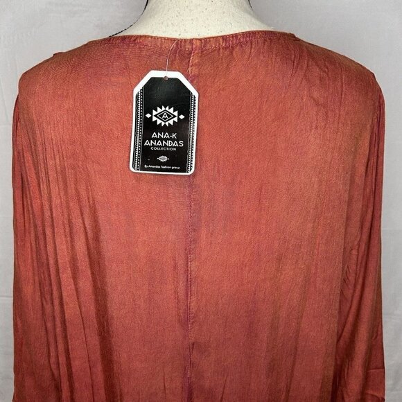 Ana-K Anandas Collection Long-Sleeve Embroidered Peasant Top Tunic Sz Large NWT - Picture 11 of 11